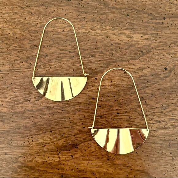 J. Crew Jewelry - J.Crew | Half Moon Brass Hoop Earrings | 2 3/4” Drop